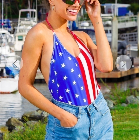 Tipsy Elves Woman’s American Flag One Piece Swimsuit XL 4th of July Swimsuit - Picture 3 of 7